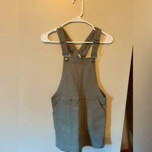 Olive green overall dress from Francesca’s